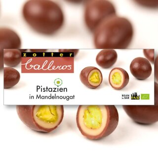 Zotter Schokolade, Balleros Pistazien in Mandelnougat