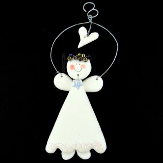 Anhanger Engel GIRL mit Locken, Gips