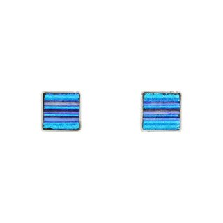 Silber-Ohrstecker DICRO STRIPE Blau-Grün