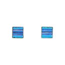 Silber-Ohrstecker DICRO STRIPE Blau-Grün