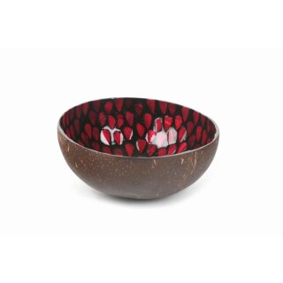 Kokosnuss-Schale mit Perlmutt-Einlage, rot, Ø 13 cm, H 5 cm