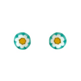 Ohrstecker MILLEFIORI, weis, gelb, Glas, Silber