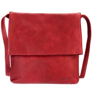Schultertasche FOLDER Rot aus Vintageleder
