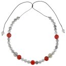 Tagua-Halskette SMARTY perlgrau-rot