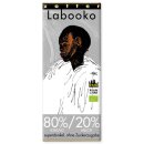 Labooko -  80%/20% Kakao-Milch-Tafel, superdunkel, ohne Zuckerzugabe (2 x 32,5g)