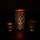 Windlicht 10x13cm BAROQUE schwarz-gold, Eisenblech