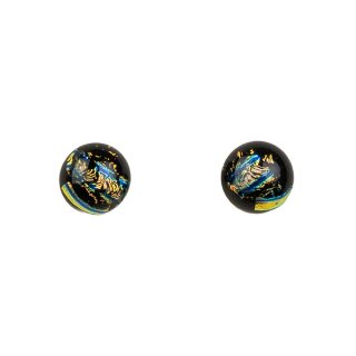 Ohrstecker CATS EYE kupfer-turkis, Perle gros, Silber