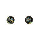 Ohrstecker CATS EYE kupfer-turkis, Perle gros, Silber
